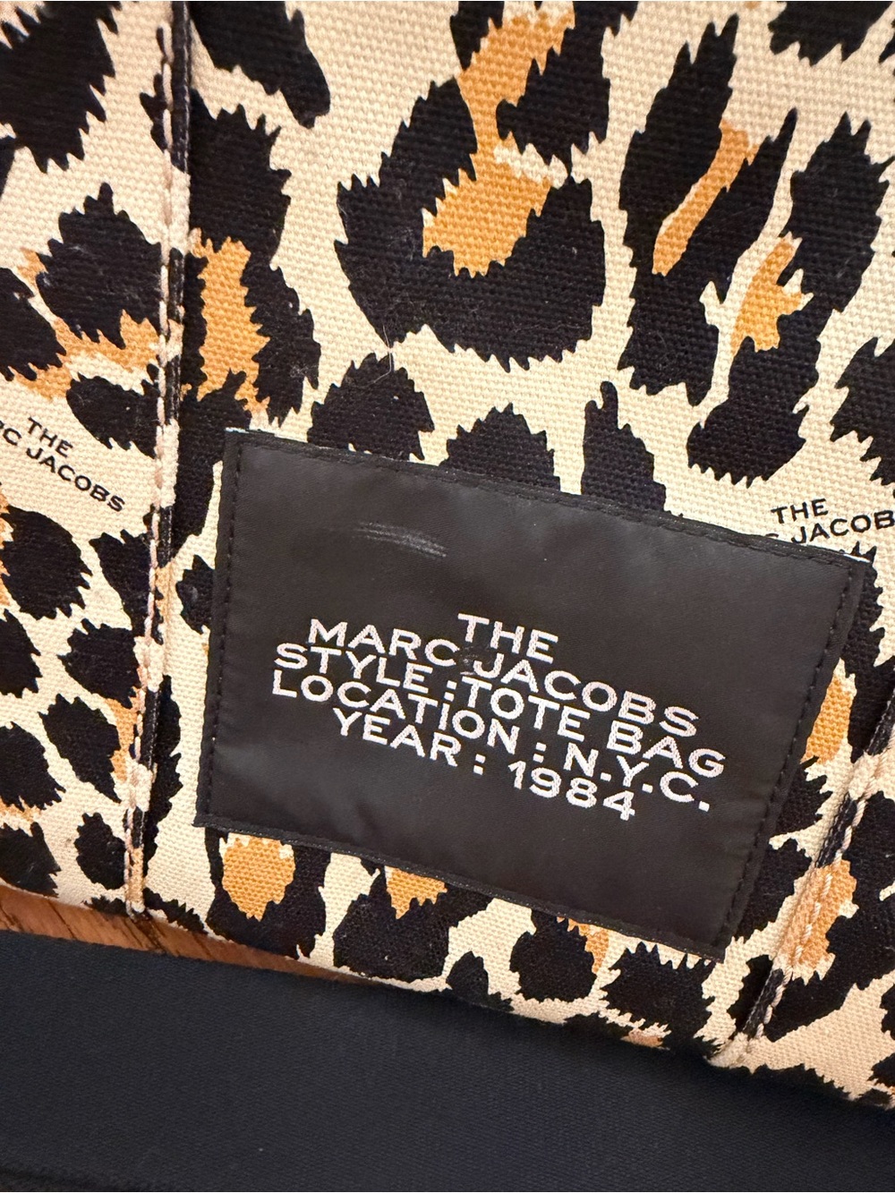 Marc Jacobs Leopard Print Canvas Tote in Black and Tan - Picture 3 of 5